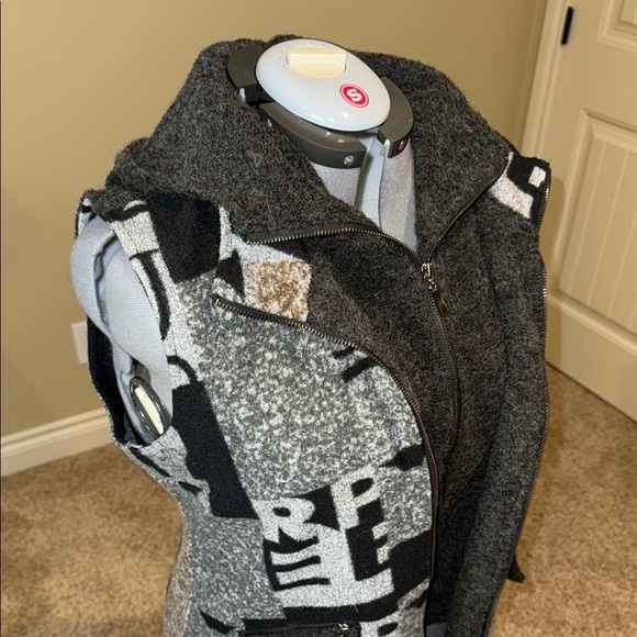 Cativa Vest Double Breasted Double Zipper Hooded Black Gray Brown Women's Sz L - Picture 9 of 16